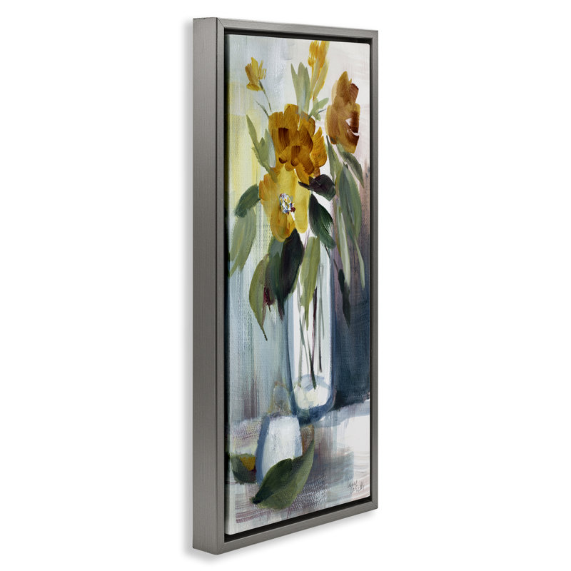 "Luminous Floral Bouquet", art mural encadré par Lanie Loreth, Cadre flottant gris lustré, H 31 po x l 15 po