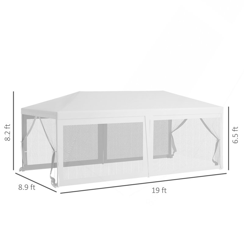 10' X 20' Party Tent, Outdoor Wedding Canopy & Gazebo With 6 Removable Sidewalls, Shade Shelter For Events, Bbqs, White