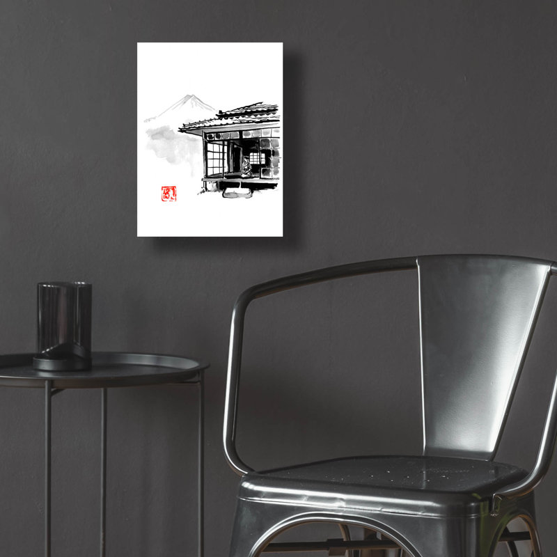 «Geisha Living At The Fuji» par Pechane, H 16 po x l 12 po x P 0,13 po