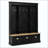 Elegant APP Controlled LED Light Hall Tree With 9 Hooks, Roman Column Design  Storage Bench With 3 Cabinets, Farmhouse Entryway Organizer With Shelves For Hallway-246867304