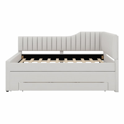 Upholstered Daybed With Trundle And Three Drawers