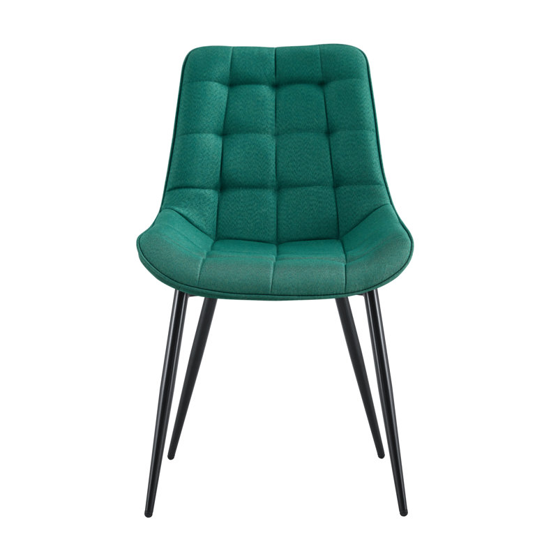 Dark Pu Fabric Dining Chair With Stylish Grid Pattern - And Comfortable For Daily Use Intricate Space Stable