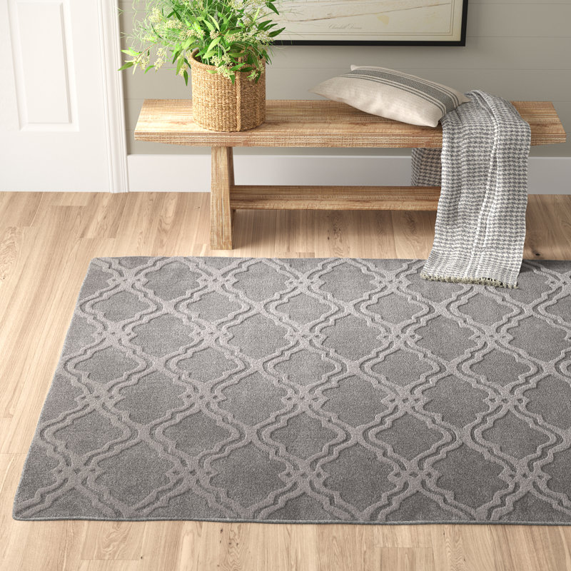 Tapis gris en laine touffeté à la main Doak, Rectangle 4 pi x 6 pi