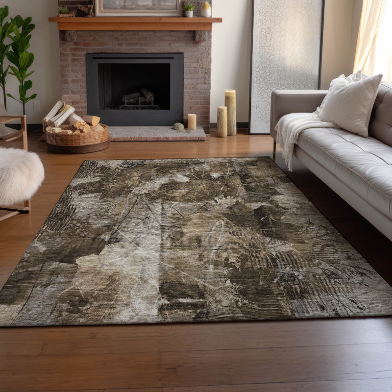 Tapis taupe 2 pi 6 po x 3 pi 10 po Cerrito Premium lavable à la machine, Rectangulaire 8 pi x 10 pi