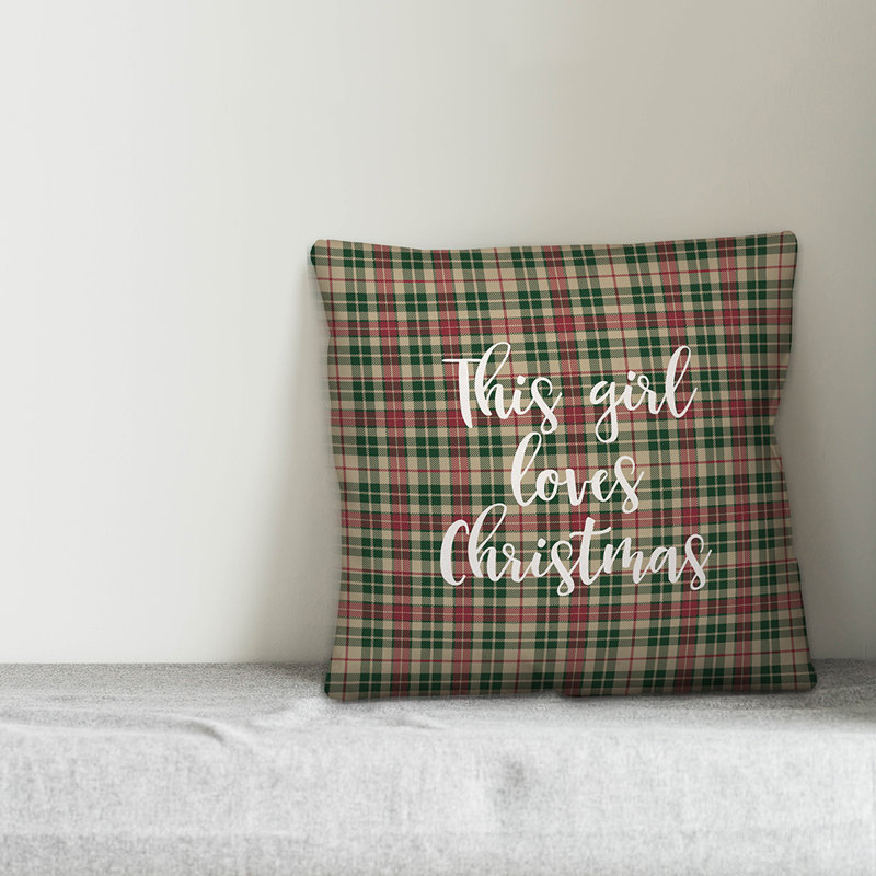  Coussin This Girl Loves Christmas in Tartan, Housse de coussin