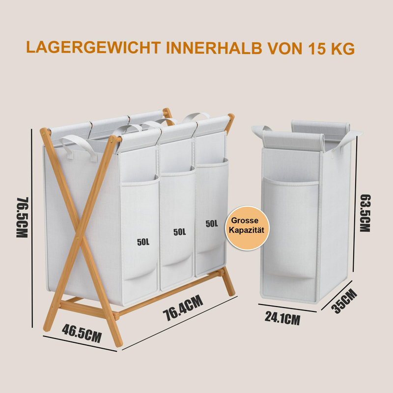Laundry Sorter, Light Grey/Brown