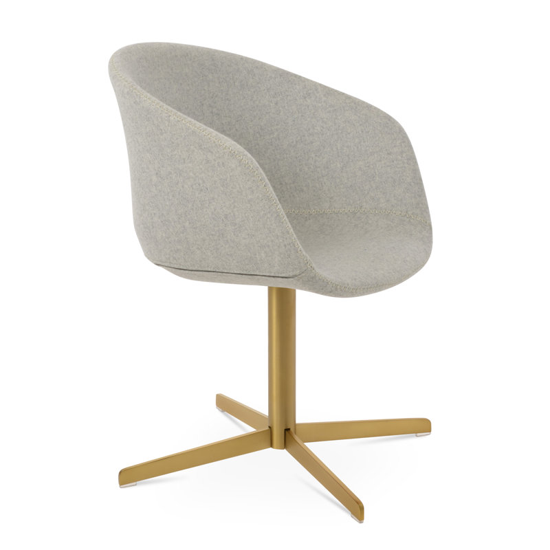 Chaise Tribeca, Laine argentée, Laiton
