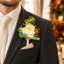 Ensemble de 6 boutonnières de pivoines en soie orange pour hommes, avec épingles et bracelet de perles. Accessoire floral pour mariage et cérémonie, idéal pour le marié et ses garçons d'honneur.