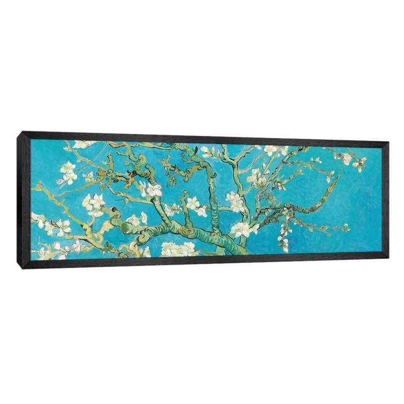 Almond Blossom by Vincent Van Gogh - Panoramic Painting on Canvas, 152.4 cm H x 50.8 cm W, Black Framed