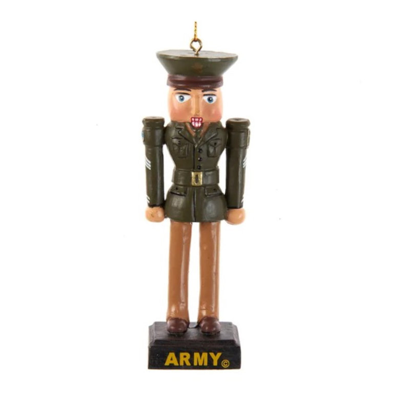 Army Green and Brown Resin Nutcracker Ornament Set