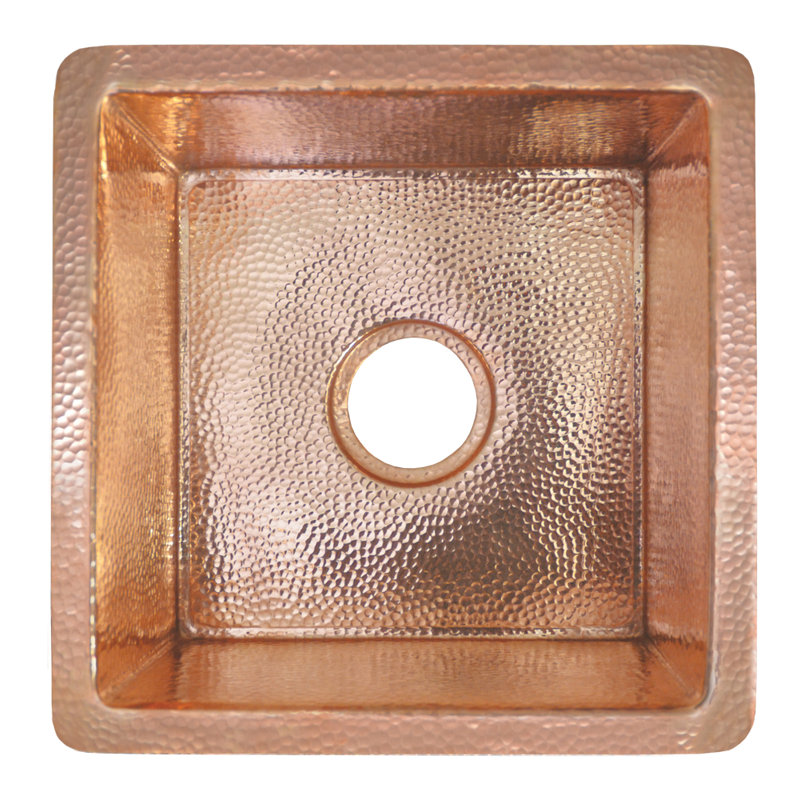 Cantina 15" L x 15" W Hand-Hammered Copper Undermount Kitchen Sink, Polished Copper