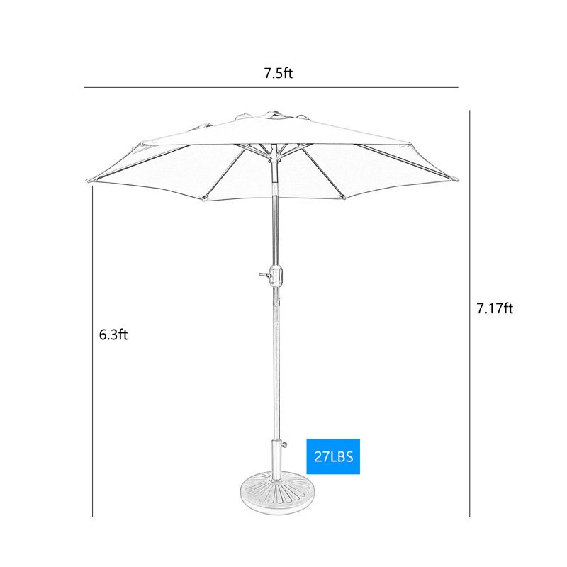 Parasol de marché 90 po Nihya, Bleu ciel