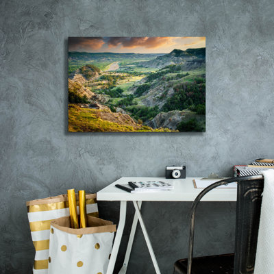 Epic Graffiti 'River Bend Overlook At Sunset' by Rick Berk Canvas Wall Art, 26" x 18"