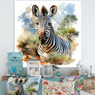 Zèbre, savane, art mural