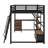 Loft Bed With Desk And LED, Metal Loft Bed With Storage Shelves, Wardrobe And Storage Drawers-1562092258