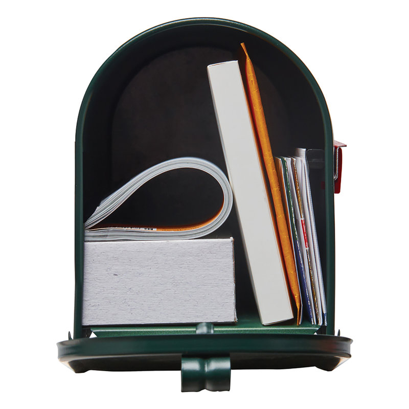 Green Powder-Coated Steel Medium Post-Mount Mailbox