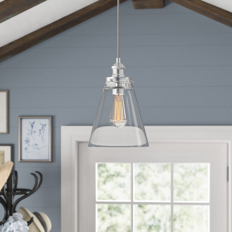 Baskin 1 - Light Pendant, Polished Nickel, 11.62" H x 8.5" W x 8.5" D