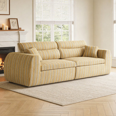 Space-Saving Chenille Striped Sofa With No-Assembly Convenience