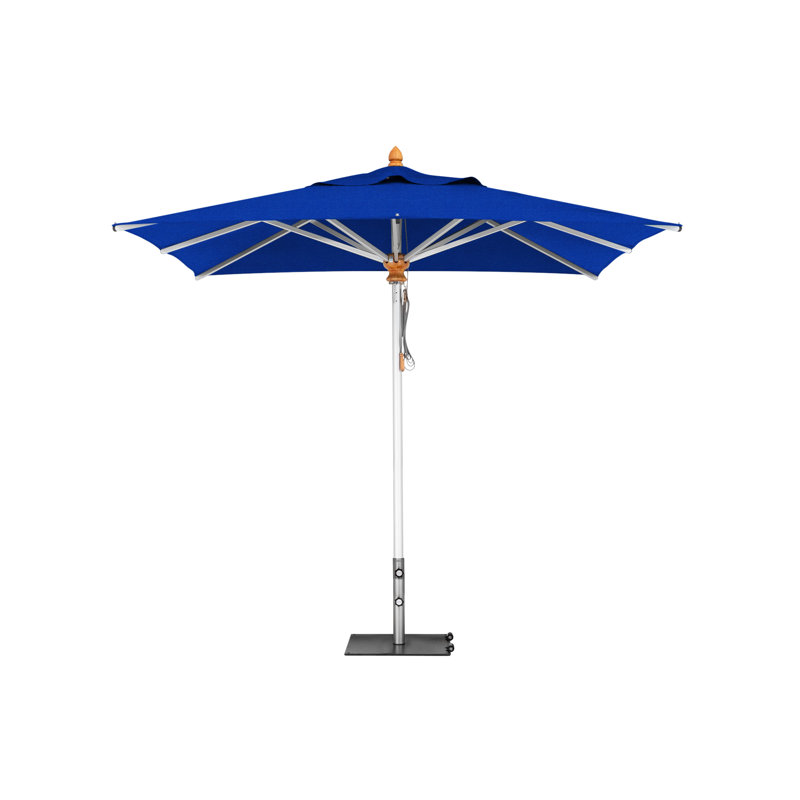 Bravura Square Market Umbrella, Square Metal w/ wheels+2.25" Stainless Steel Tube, 9'6", Natural