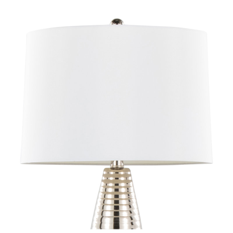 Ensemble de 2 lampes de table Maya en nickel poli avec abat-jour en lin blanc Maya - paquet de 2