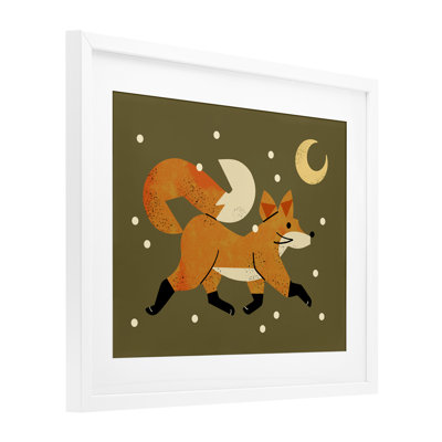 «Wandering Winter Fox», reproduction sous verre encadrée, design par Renea L. Thull