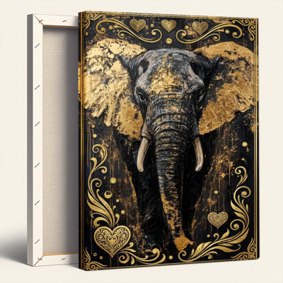 Golden Elephant Canvas Wall Art Set Of 1
