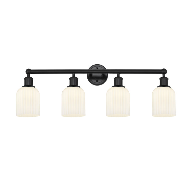 Éclairage pour meuble-lavabo à 4 lumières à intensité variable Fiennes Veil, Noir mat, Blanc