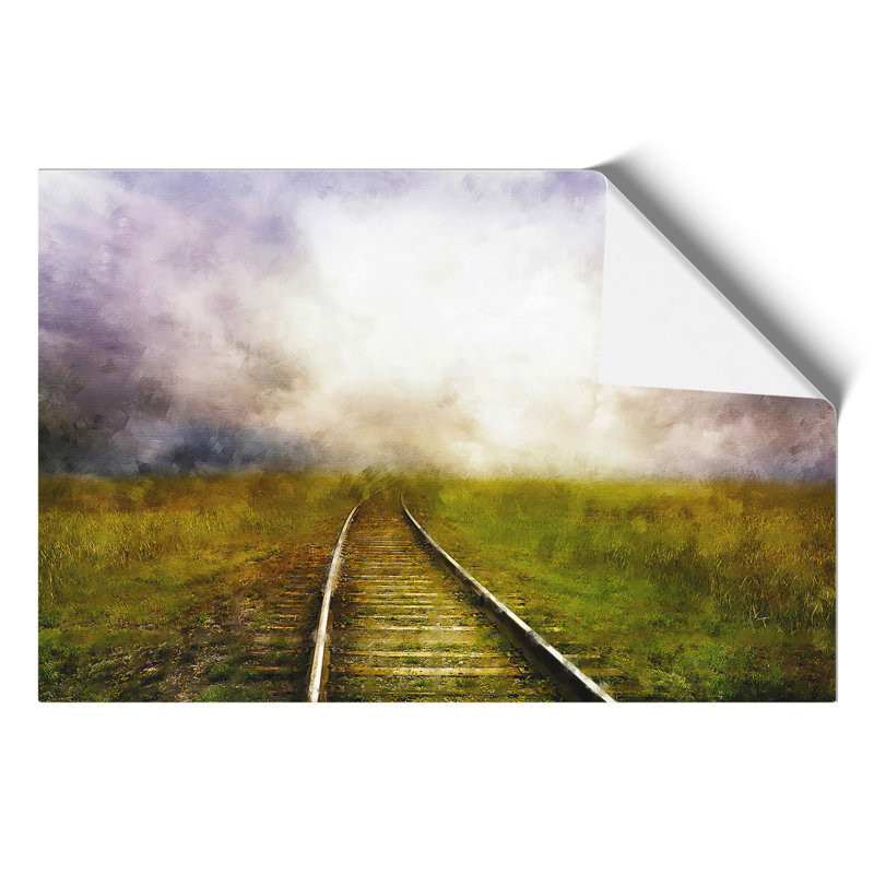 Train Tracks Painting - Frameless Print, 42cm H x 59cm W x 0.1cm D