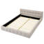 Structure de lit grand moderne beige avec revêtement en chenille et tête de lit, structure robuste en tissu sans sommier tapissier, pour chambre à coucher-419632274