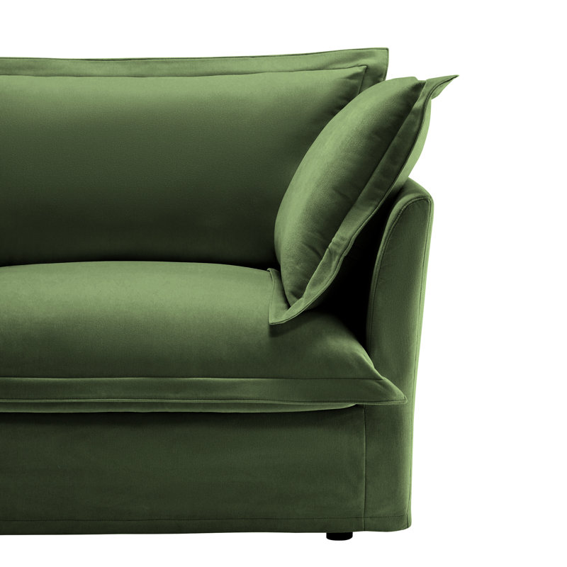 Canapé Comfy 2 en chenille, coussin rembourré et housse amovible pour canapé, Chenille verte