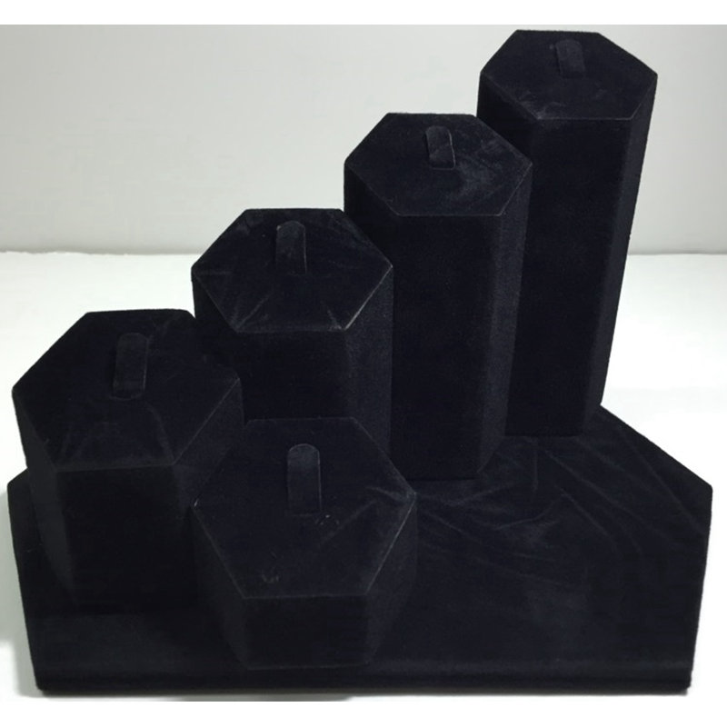 Black Velvet Wrapped Hexagon Ring Tabletop Display