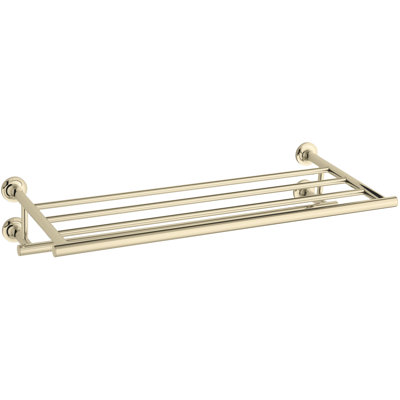 Purist 24" Hotelier Metal Wall-Mount Bathroom Shelf, Towel Holder