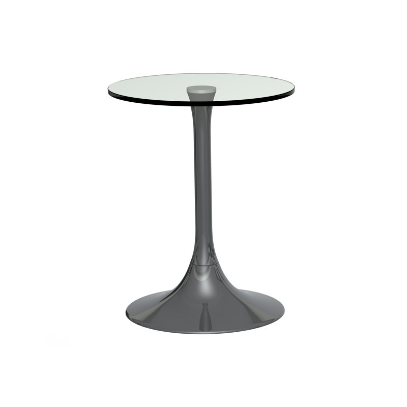 Clarke County Glass Top Pedestal End Table, Black