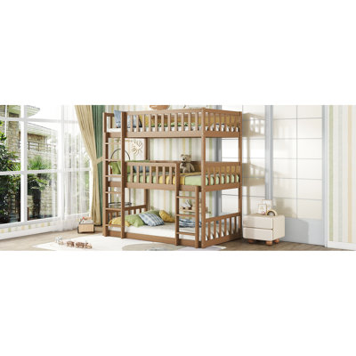 Lit simple superposé en bois d'hévéa - blanc détachable avec barrières de sécurité solides et sécuritaires pour chambre à coucher