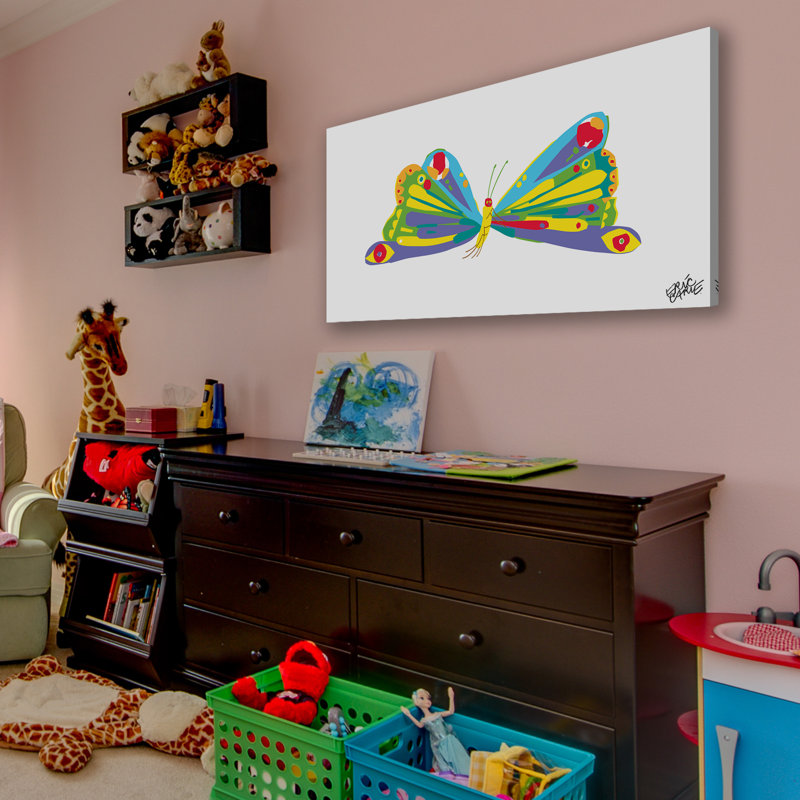 Rainbow Butterfly - Painting on Canvas, 30cm H x 61cm W