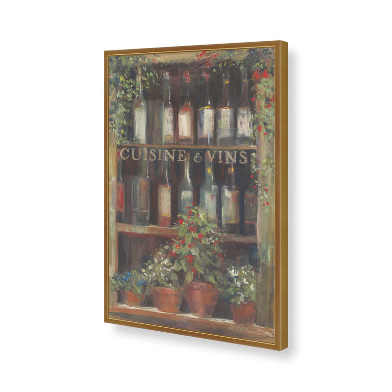«Wine and Herbs II» par Carol Rowan, reproduction d'art, H 18 po x l 12 po, Doré