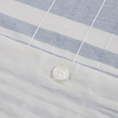 Housse de couette pour lit double / grand en coton 5 pièces - Design texturé tissé avec fermeture à boutons et couvre-oreillers décoratifs à fermeture à glissière cachée