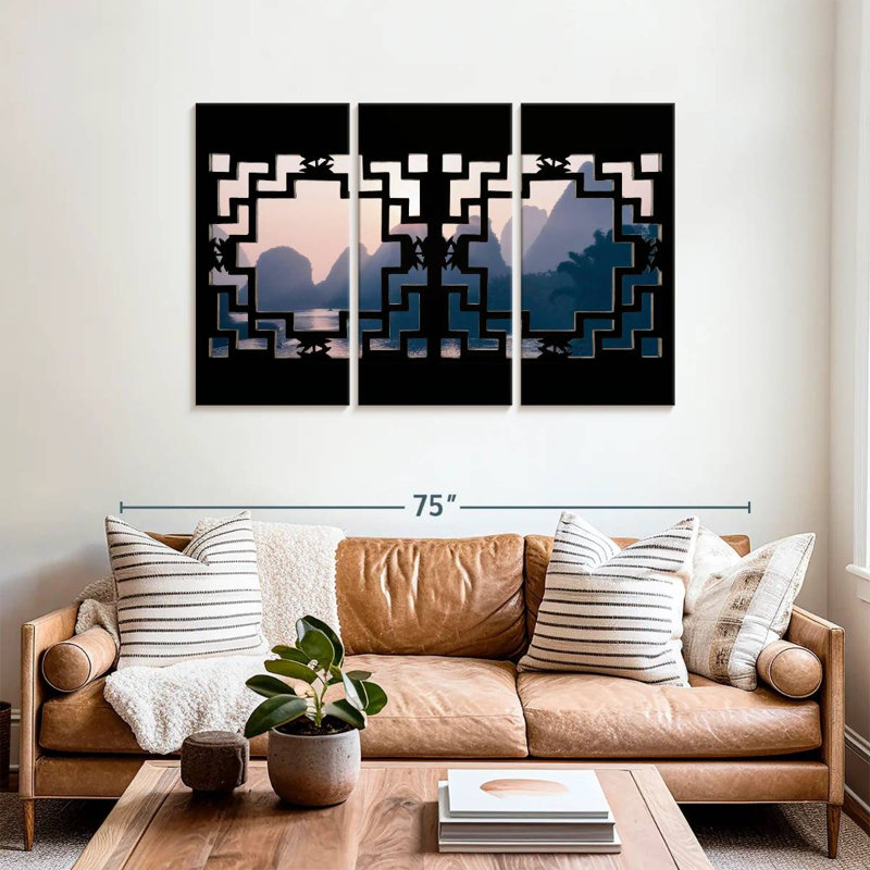 Lilie Asian Window Mountain, 36" H x 57" W