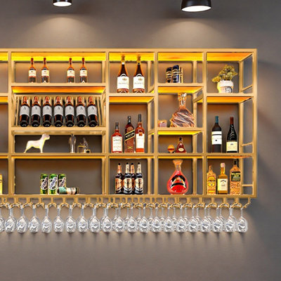 Modern Industrial Wall Mounted Iron Wine Rack