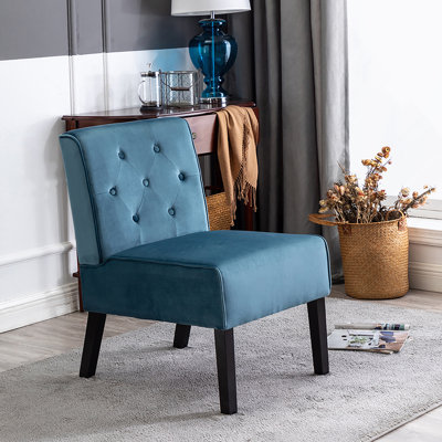 Fauteuil d'appoint 53 po 2 pièces avec accoudoirs capitonnés avec tissu en velours et coussin en mousse haute densité