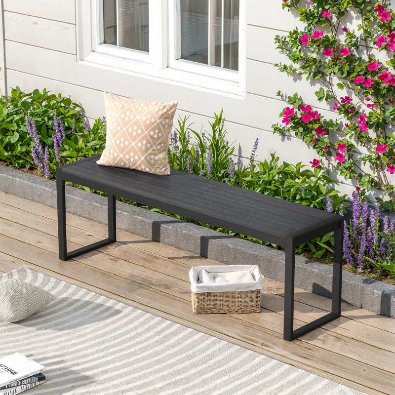 Banc de pique-nique en acier inoxydable Allanah, Noir