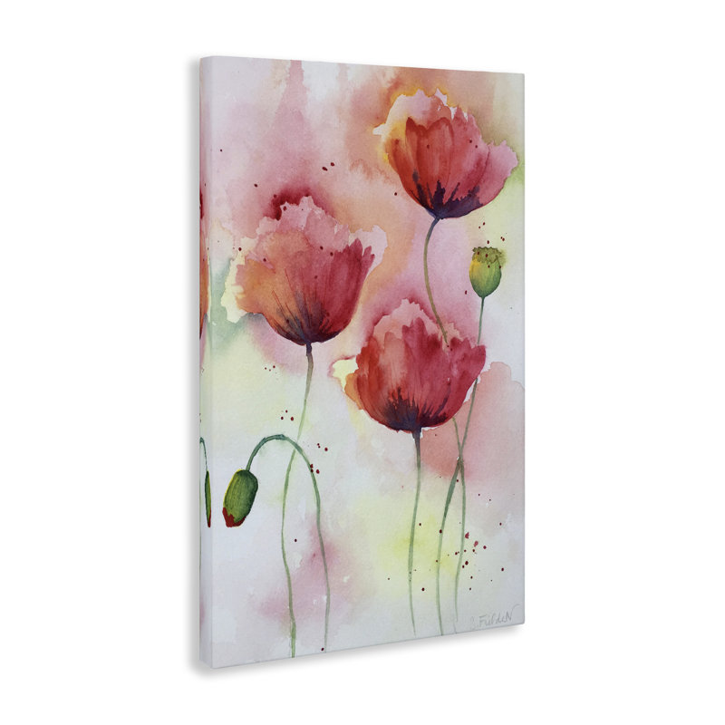 Coquelicots rouges avec toile mouchetée, design par Stephanie Fielden, H 30 po x l 20 po
