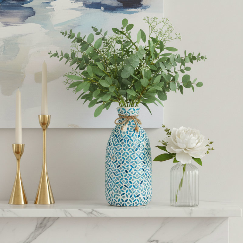 Vase en verre à motifs Artisan, H 9 po x l 4 po x P 4 po