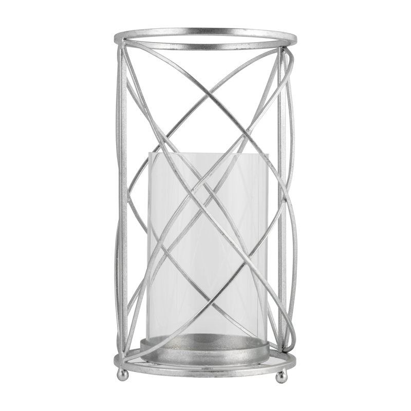 Silver Metal 13" Tabletop Hurricane Candle Holder