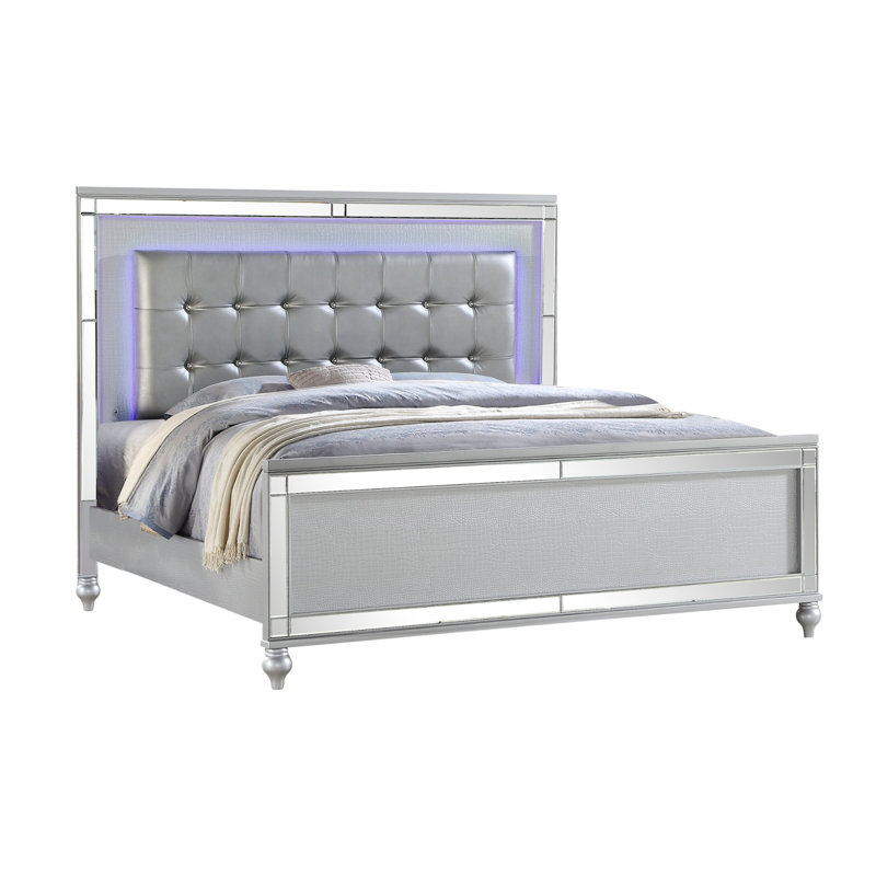 Denard Upholstered Standard Bed, Silver, Full/Double