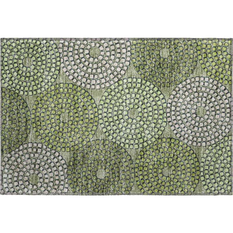 Premium Machine Washable Prisco Olive Rug, Rectangle 1'8" x 2'6"