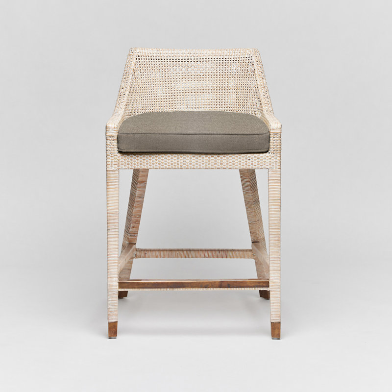 Tabouret de comptoir 26 po Boca, Galet / cadre blanc délavé