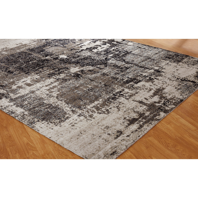 Earth Area Rug in Navy Blue/Charcoal/Ivory, Rectangle 9'3" x 13'