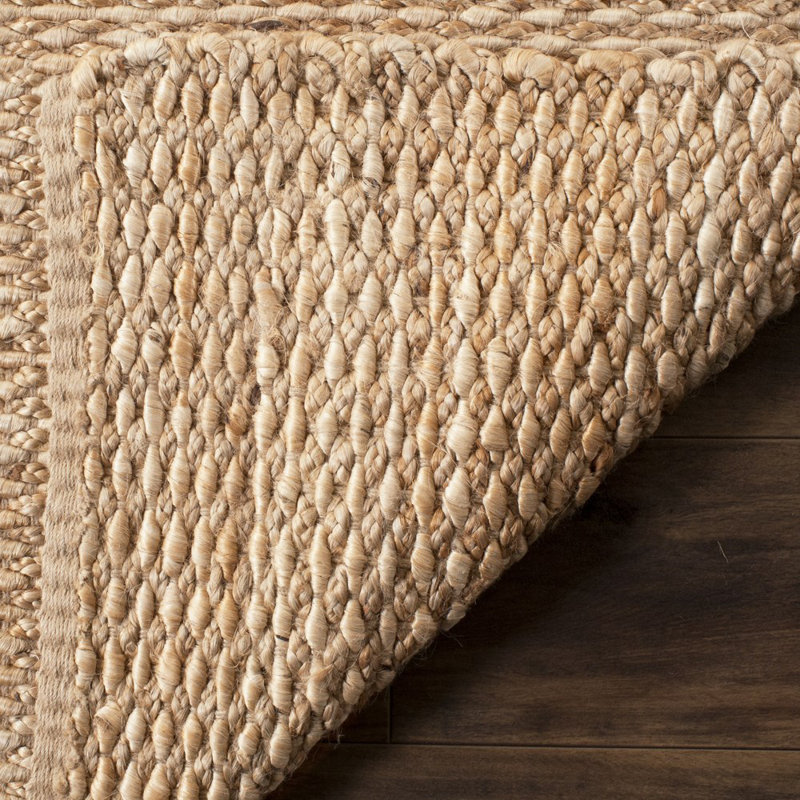 Tapis de couleur unie en jute tissé à la main Uma, Rectangle 6 pi x 9 pi