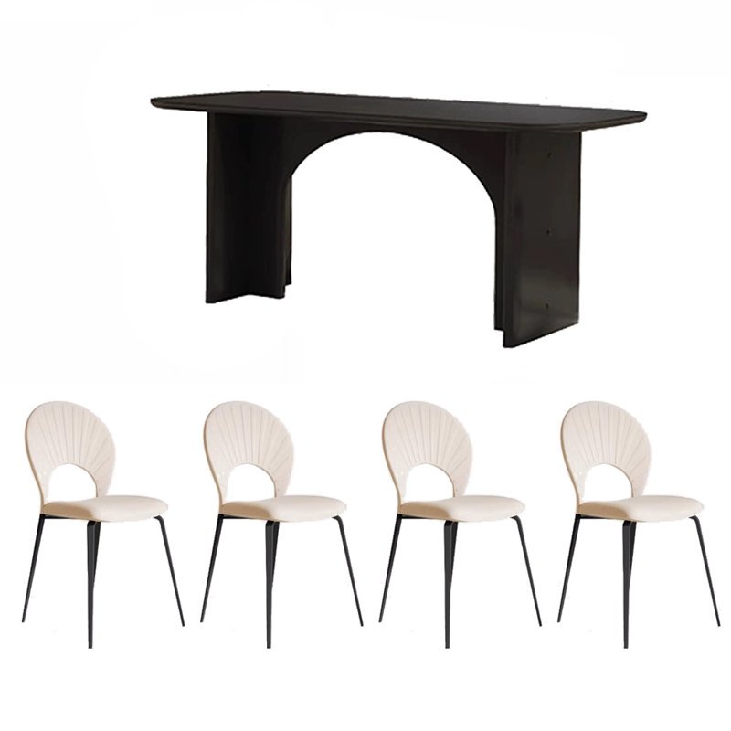 Combinaison table et chaises de style crème, H 29,9 po x L 55,1 po x l 31,4 po, Noir